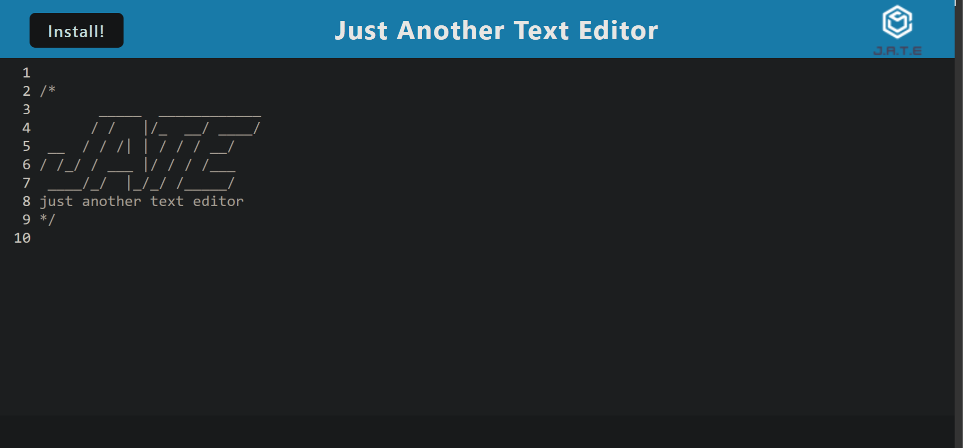 Text editor website screenshot